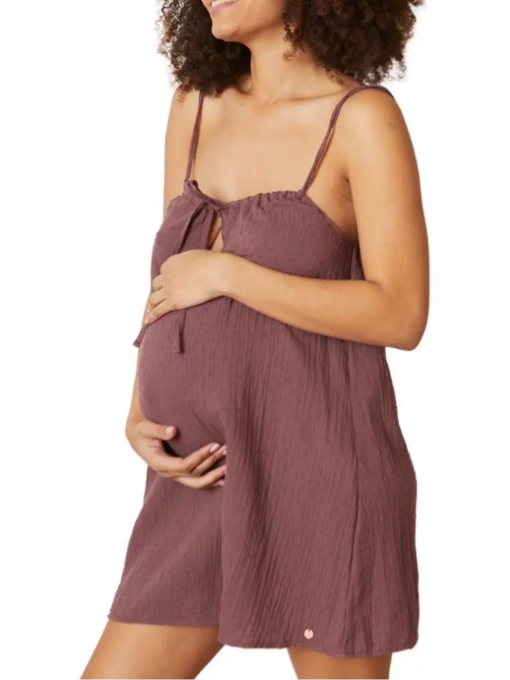 Cache Coeur Maternity Nursing Nightdress in Trousseau Plum Organic Cotton Small